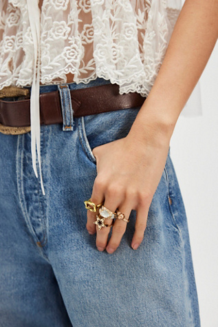 Square Ring by Free People in Yellow, Size: 7