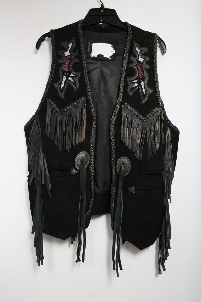 Vintage hot black suede vest