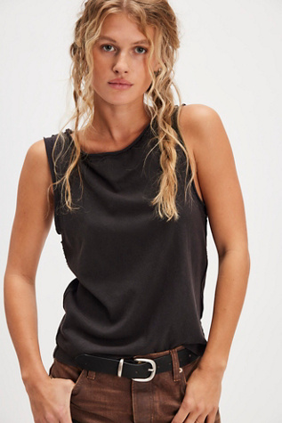 We The Free Roll Neck Muscle Tank Top At Free People In Black, Size: XS