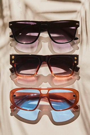 Brisbane Studded Square Sunglasses At Free People In Espresso