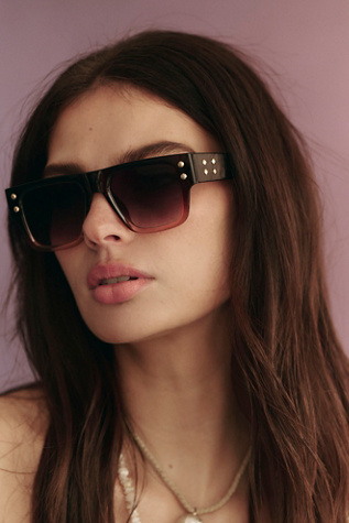 Brisbane Studded Rectangle Sunglasses at Free People in Espresso