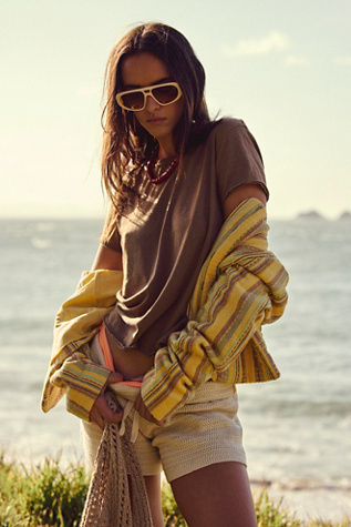 Lunettes de Soleil Aviateur Ricardo par Free People en Cream With Dusty Lens, pour femme