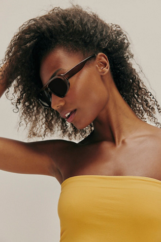 Ricardo Aviator Sunglasses at Free People in Peach With Blue Lens