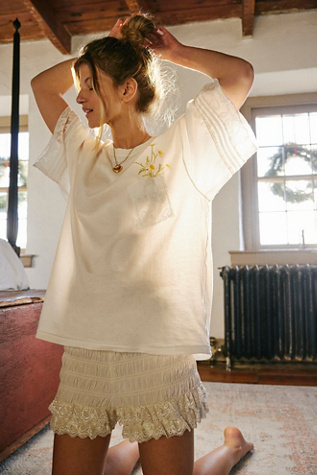 Full Bloom Lounge Tee By Intimately At Free People In White Combo, Size: Medium