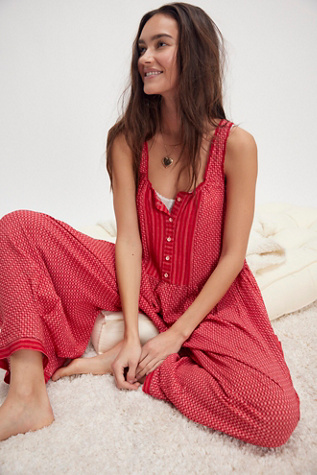 Full Bloom Romper at Free People in Red, Size: XS