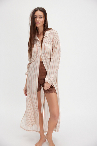 Garden Flirt Maxi Shirt Top At Free People In Ivory Combo, Size: Small