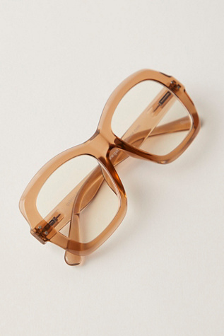 Esther Oversized Square Blue Light Glasses At Free People In Brown