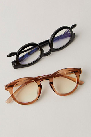 Jules Round Bluelight Reading Glasses by Free People in Black