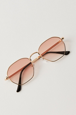 Ronnie Metal Sunnies At Free People In Gold/Firecracker