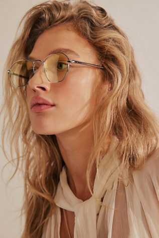 Ronnie Metal Sunnies At Free People In Silver/Sunshine Yellow