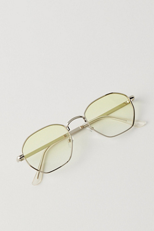 Ronnie Metal Rectangle Sunglasses by Free People in Yellow