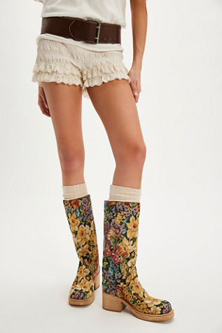 Whimsy Pull-On Boots By Jeffrey Campbell At Free People In Olive Tapestry, Size: US 8.5