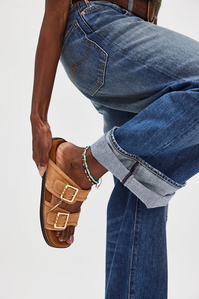 Sage Square Toe Footbed Slides #1