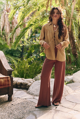 Avalon Sweater Pants By free-est At Free People In Russet, Size: Medium