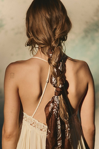 So Silk Bandana at Free People in Springtime Print Chocolate