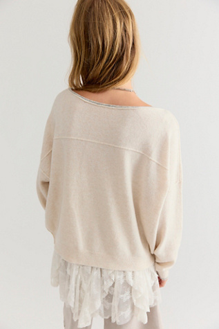 Женский свитер Free People See Me SoftSpun Pullover, цвет: Миндальное молоко меланжевый комбинированный — фото 2
