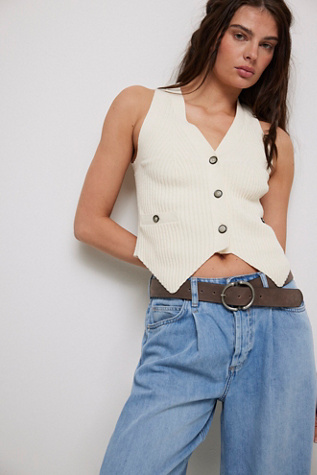 Summer Love Waistcoat Jacket At Free People In Antique Ivory, Size: Large