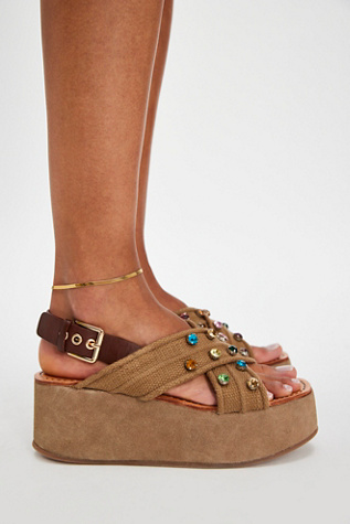 Beach Club Embellished Platforms at Free People in Sand, Size: US 9