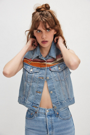 Levi's Embroidered XS Vest Jacket at Free People in Blue, Size: S