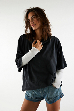 We The Free Perfect Oversized Tee at Free People in Black, Size: Small