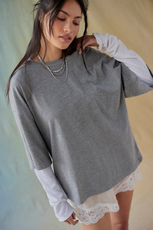 We The Free Perfect Oversized Tee at Free People in Grey, Size: S