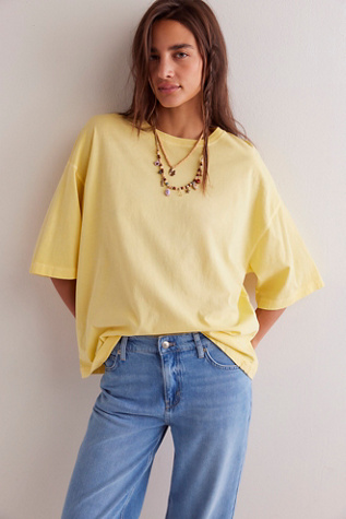 We The Free Perfect Oversized Tee At Free People In Mellow Yellow, Size: XL