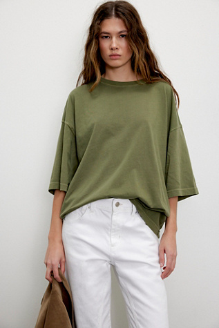 We The Free Perfect Oversized Tee At Free People In Capulet Olive, Size: Small