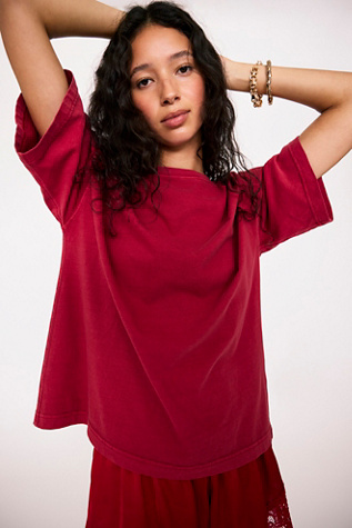 We The Free Perfect Oversized Tee at Free People in Retro Red, Size: Medium