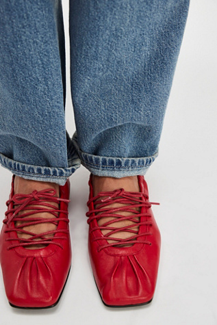 Aureline Lace-Up Flats By Alohas At Free People In Red, Size: EU 39