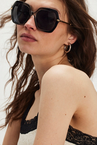 Polly Oversized Square Sunglasses At Free People In Black To Grey