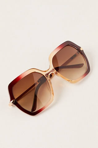 Polly Oversized Square Sunglasses At Free People In Espresso Ombre