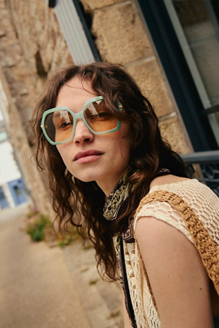 Polly Oversized Square Sunglasses by Free People in Green