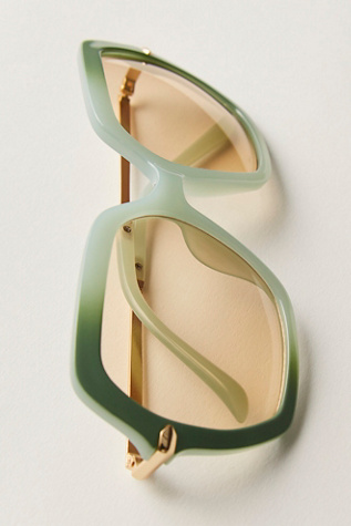 Polly Oversized Square Sunglasses by Free People in Green