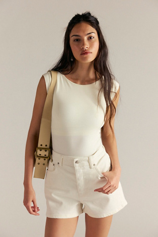 CRVY Bellarosa High-Rise Vintage Shorts by We The Free at Free People in White, Size: 27