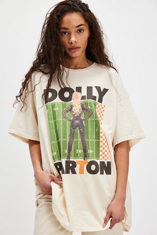LivyLu Dolly Parton Checker Field T-Shirt at Free People in Ivory