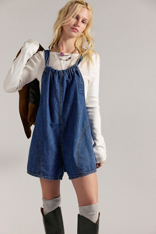 We The Free Freebird Shortalls at Free People in Mid Indigo, Size: XS