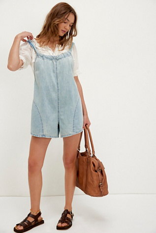 We The Free Freebird Shortalls At Free People In Antigua Blue, Size: XS