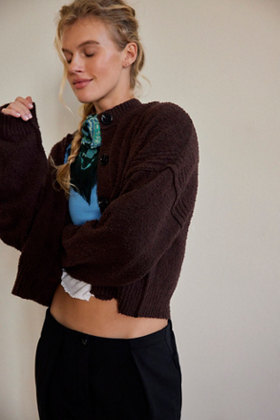 We The Free Bianca Cardi At Free People In Chocolate Plum, Size: XS