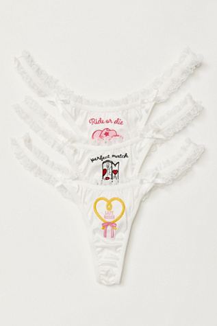 For Love & Lemons Bachelorette Thong Panty Pack at Free People in White, Size: S
