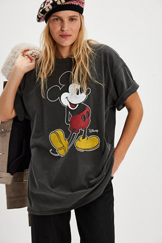 Junk Food Classic Mickey Crackle Tee At Free People In Black, Size: XS/S