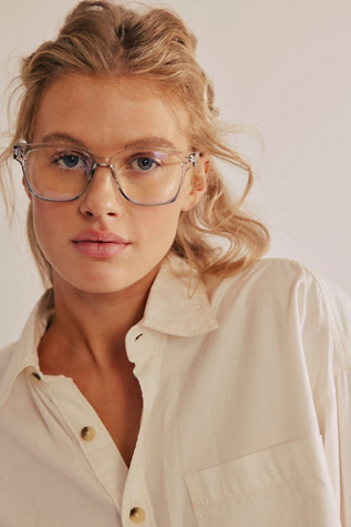 Farris Blue-Light Square Glasses At Free People In Charcoal