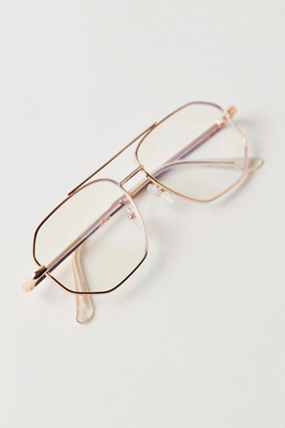 Peter Retro Blue-Light Aviator Glasses At Free People In Gold