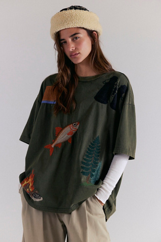 Denim and Bone Dinner Party Embroidered Tee