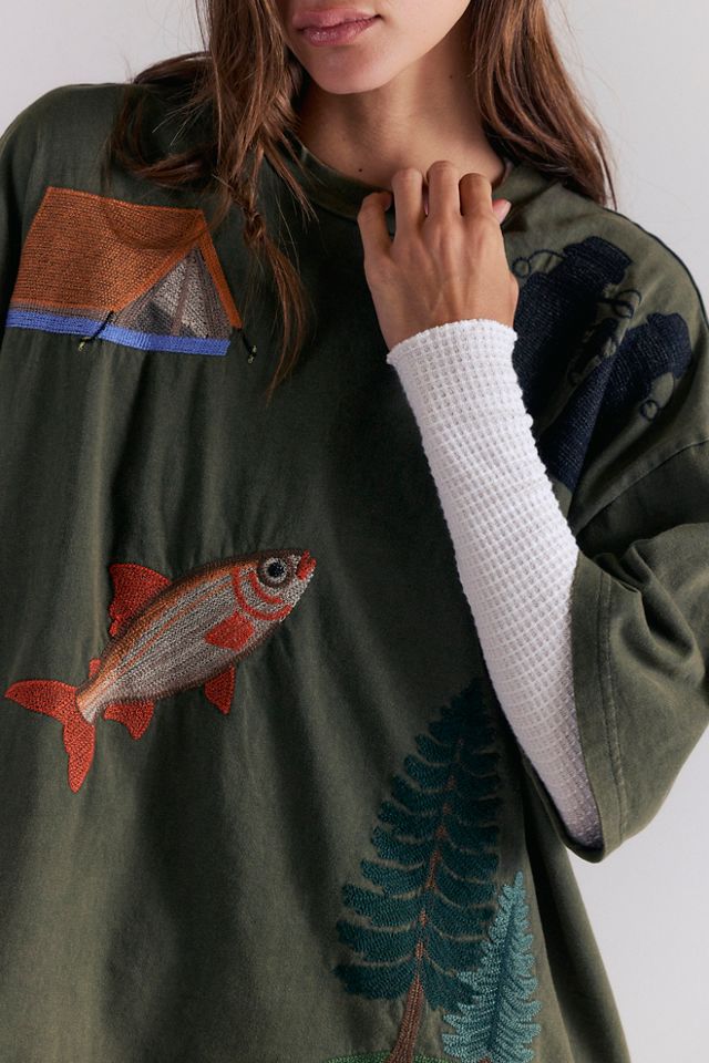 Denim and Bone Dinner Party Embroidered Tee #3