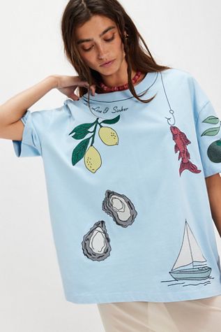T-shirt Brodé Denim et Os pour Dîner
