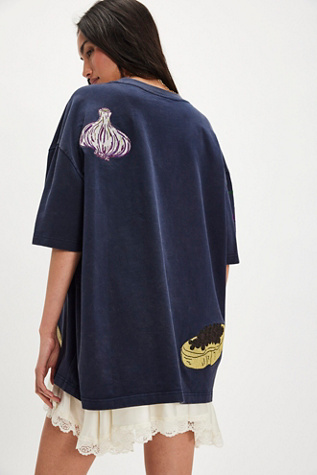 Denim and Bone Dinner Party Embroidered Tee