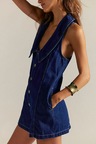We The Free Dover Playsuit at Free People in Blue, Size: M