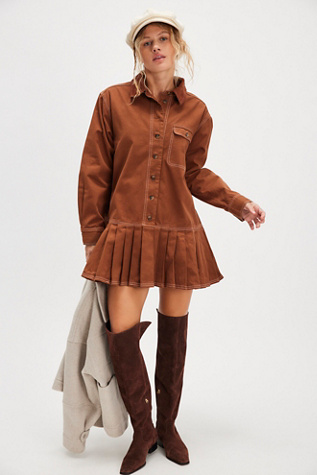 Connor Mini Dress At Free People In Golden Brown, Size: XL