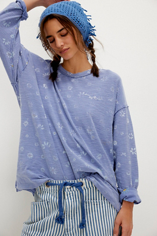 We The Free Backyard Tee At Free People In Blue Combo, Size: XS