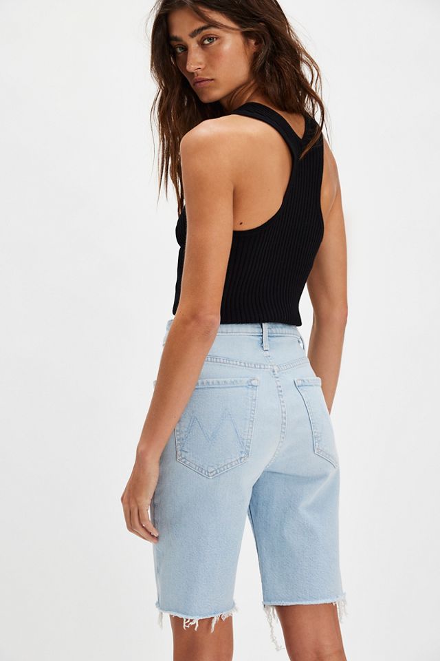 MOTHER Bermuda Fray Shorts Taille Haute Rider #1